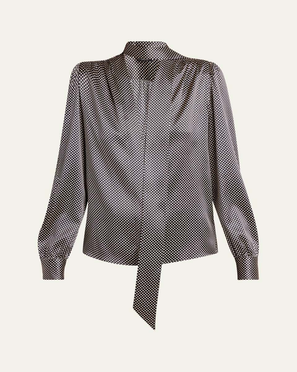 Polka Dot Silk Lavalliere Blouse